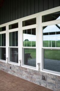 Double Hung windows with transom and Integrated Insect Screens